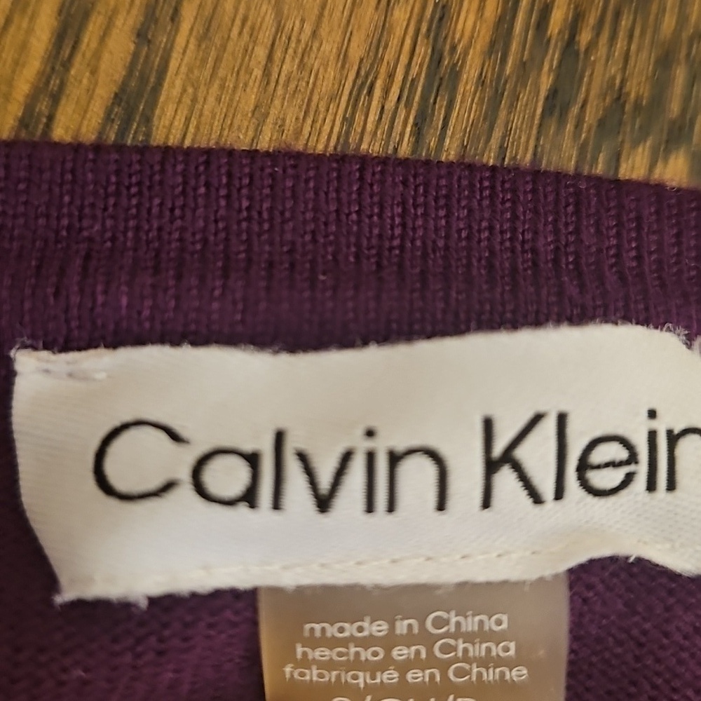 Calvin Klein Deep Purple Puff Sleeve Sweater Dress - Picture 8 of 9
